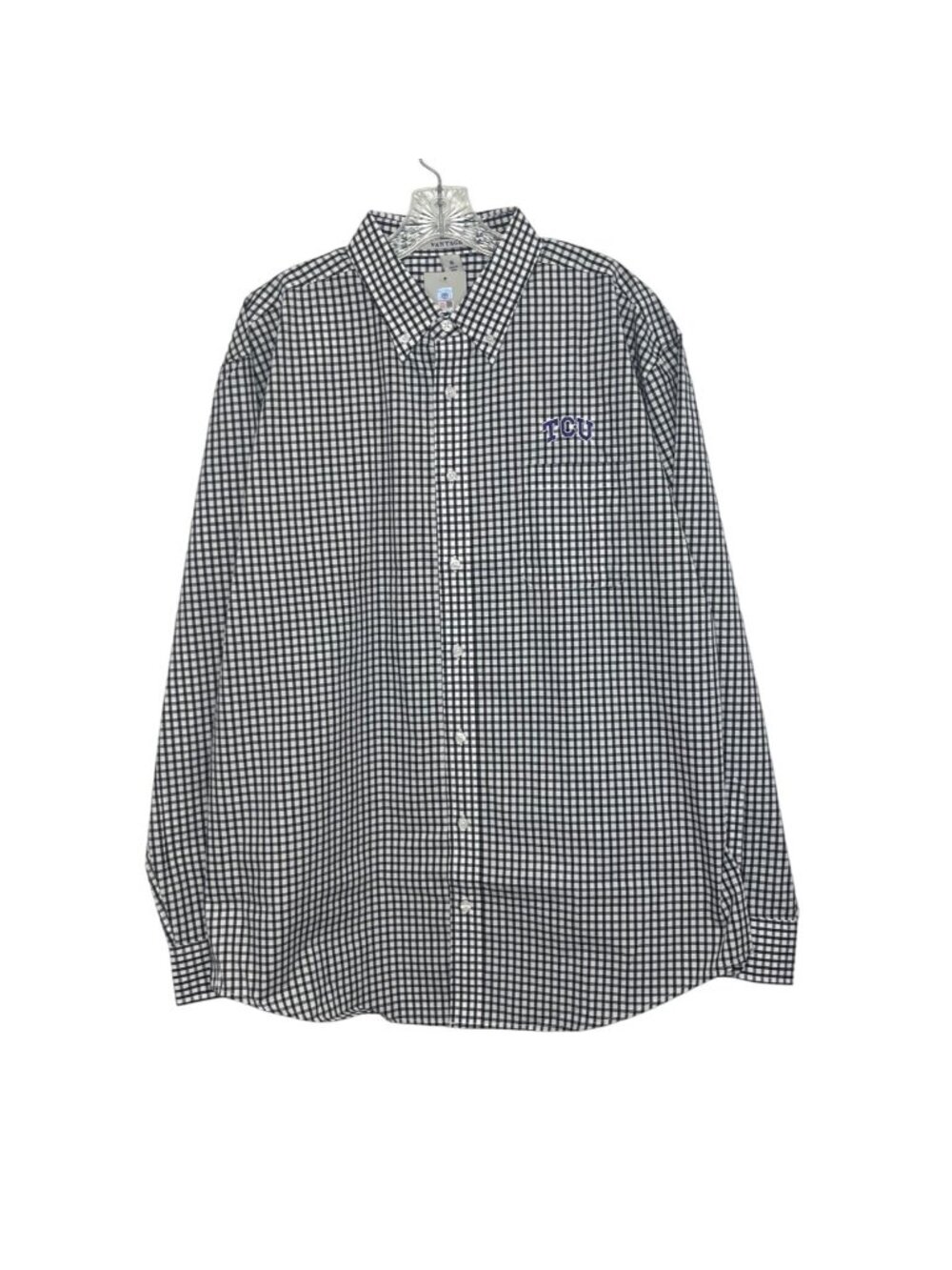 Vantage TCU Gingham Plaid Button Up Shirt XL Black White New‎ Fanwear